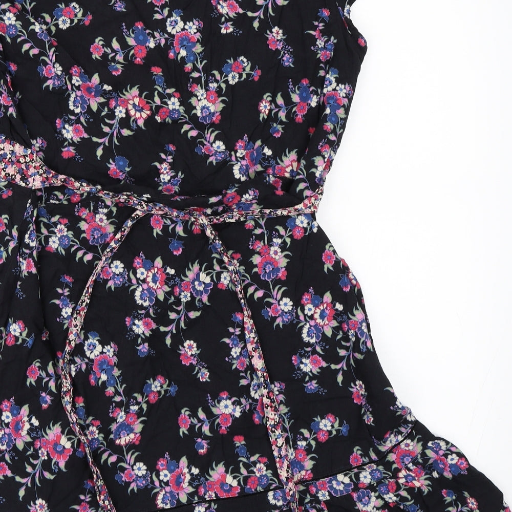 Oasis Womens Black Floral  Skater Dress  Size 16