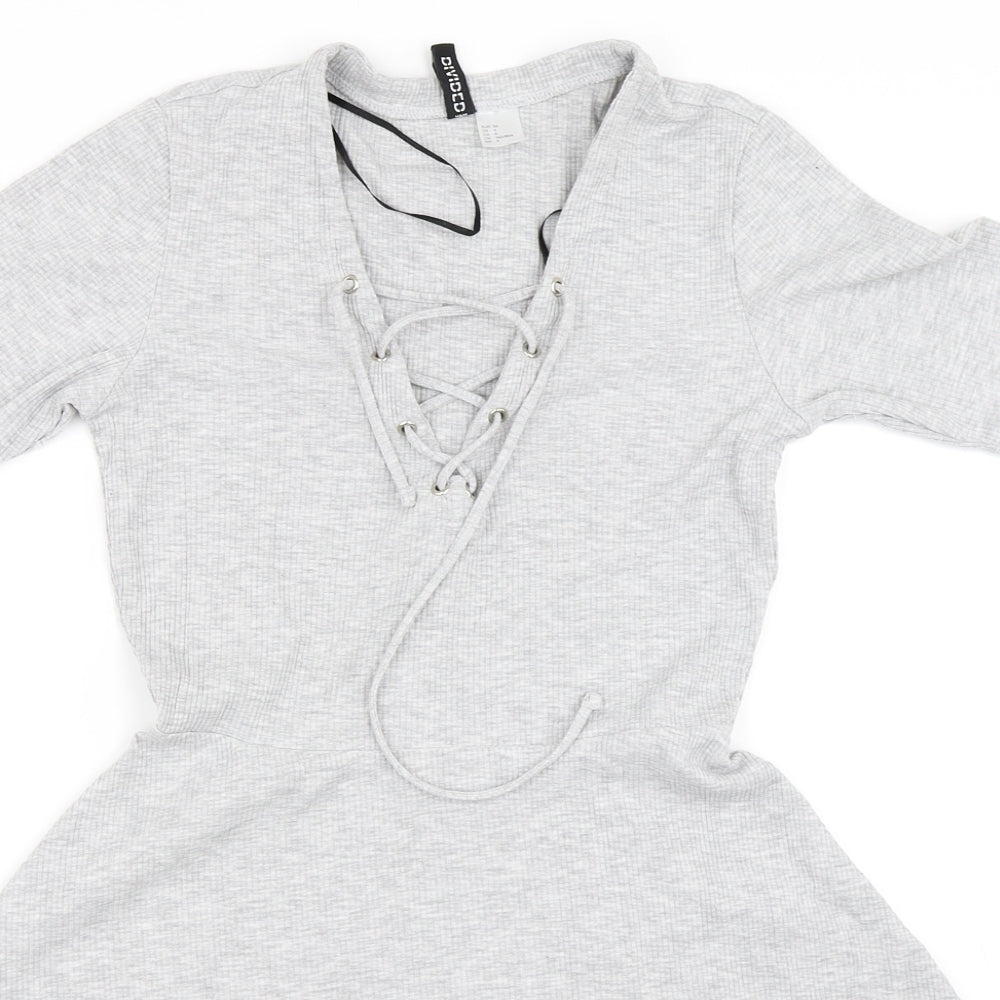 H&M Womens Grey   Skater Dress  Size 34