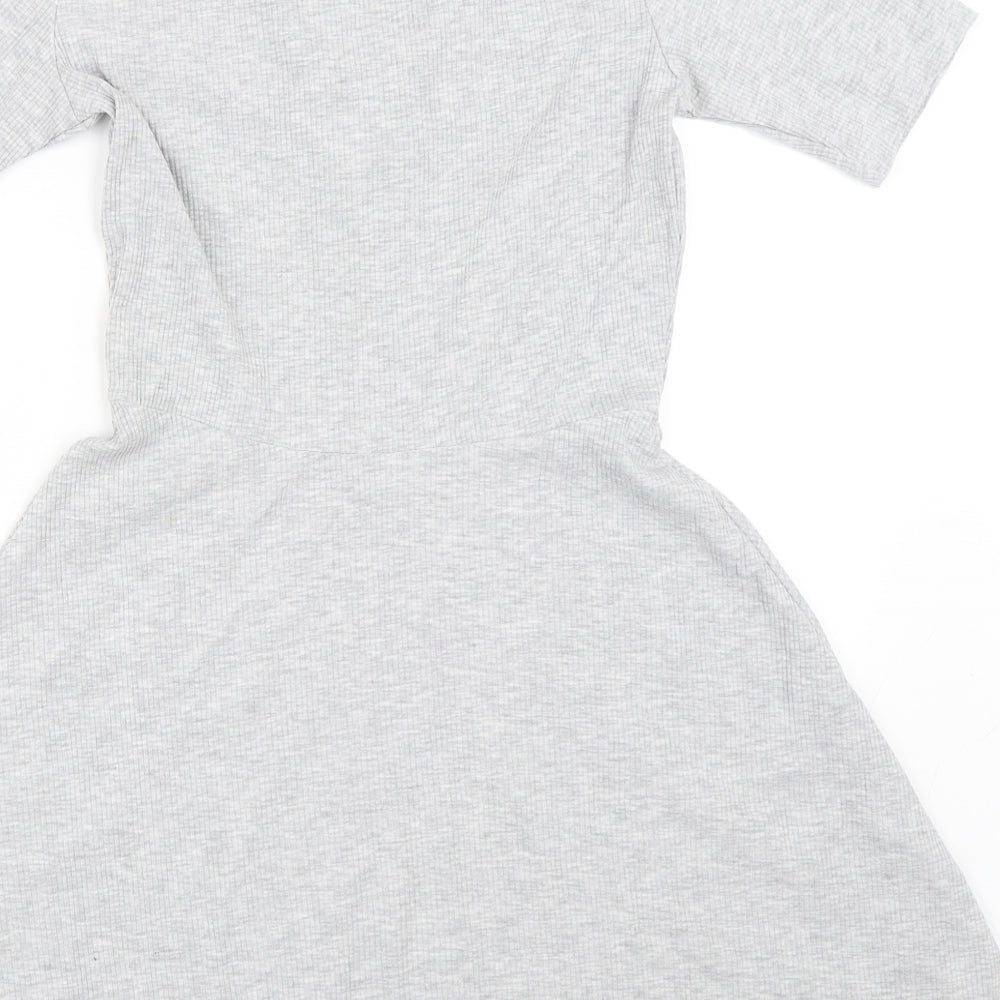 H&M Womens Grey   Skater Dress  Size 34