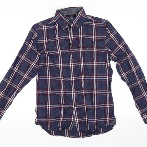 Avenue Mens Blue Check   Button-Up Size S