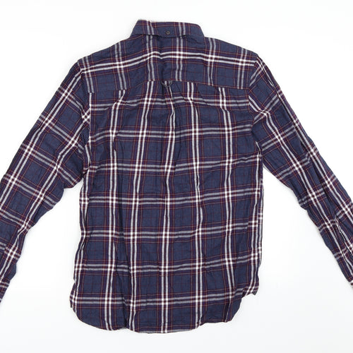 Avenue Mens Blue Check   Button-Up Size S