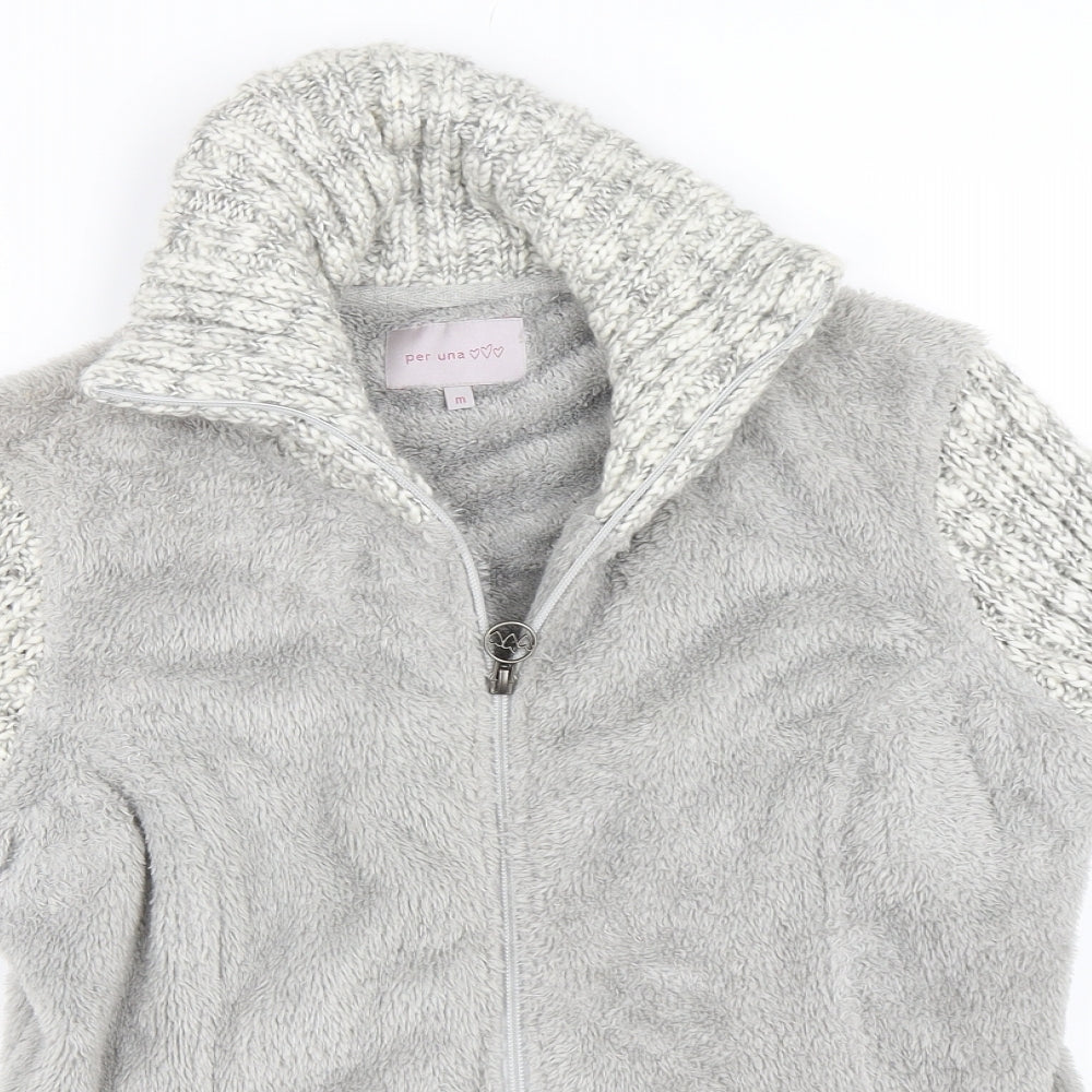 Per Una Womens Grey   Full Zip Jumper Size M