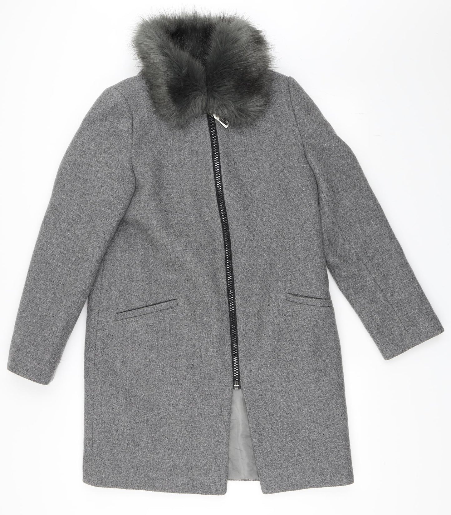 Preworn Womens Grey   Overcoat Coat Size 38
