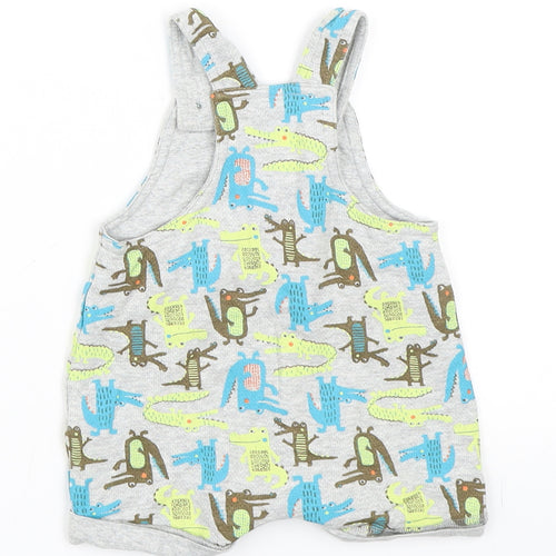 Nutmeg Boys Grey Animal Print  Dungaree One-Piece Size 12 Months  - Crocodile print