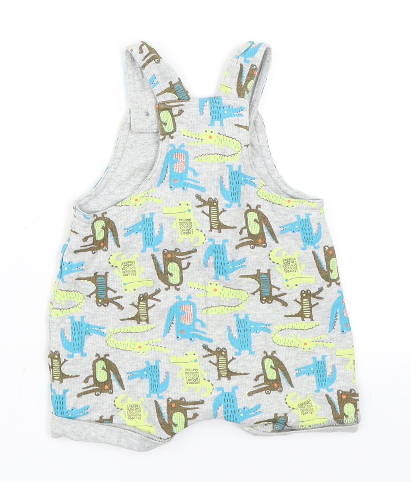 Nutmeg Boys Grey Animal Print  Dungaree One-Piece Size 12 Months  - Crocodile print