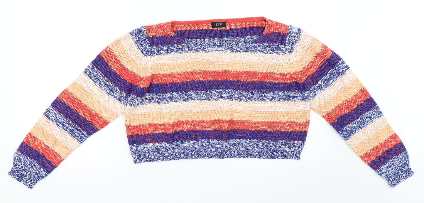 F&F Womens Blue Striped  Pullover Jumper Size 16