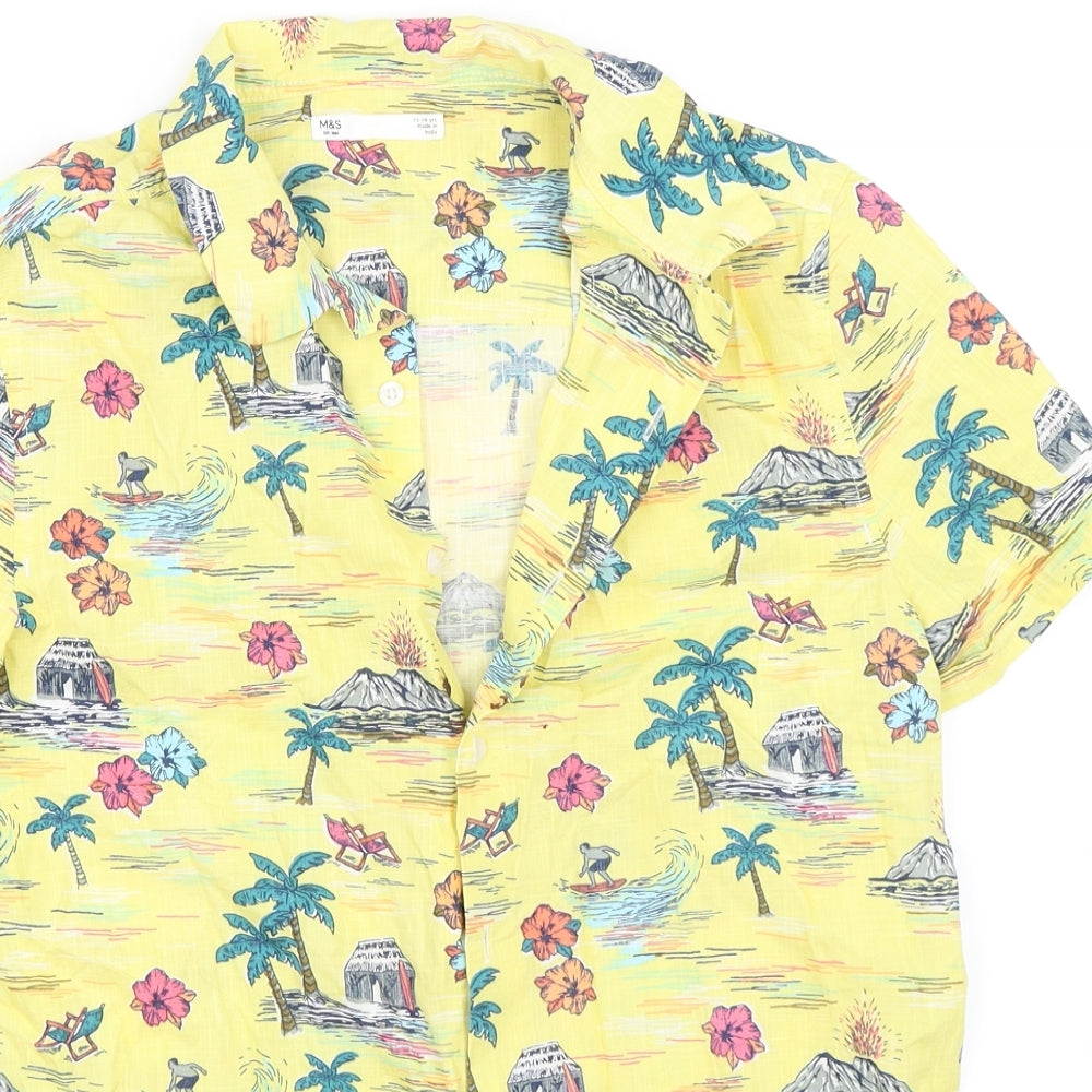 Marks and Spencer Boys Yellow   Basic Button-Up Size 13-14 Years