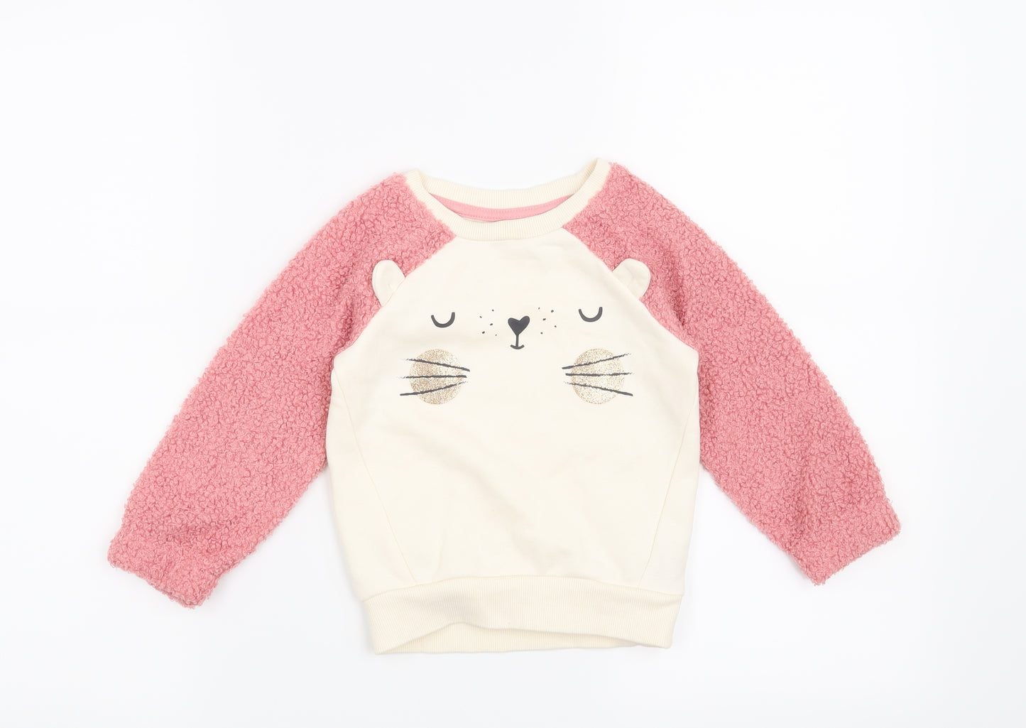 Nutmeg Girls Beige   Pullover Sweatshirt Size 2-3 Years  - Bear