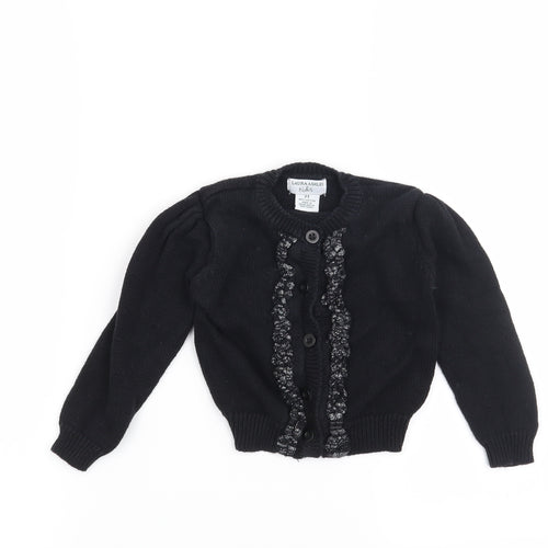 Laura Ashley Girls Black   Cardigan Jumper Size 2 Years