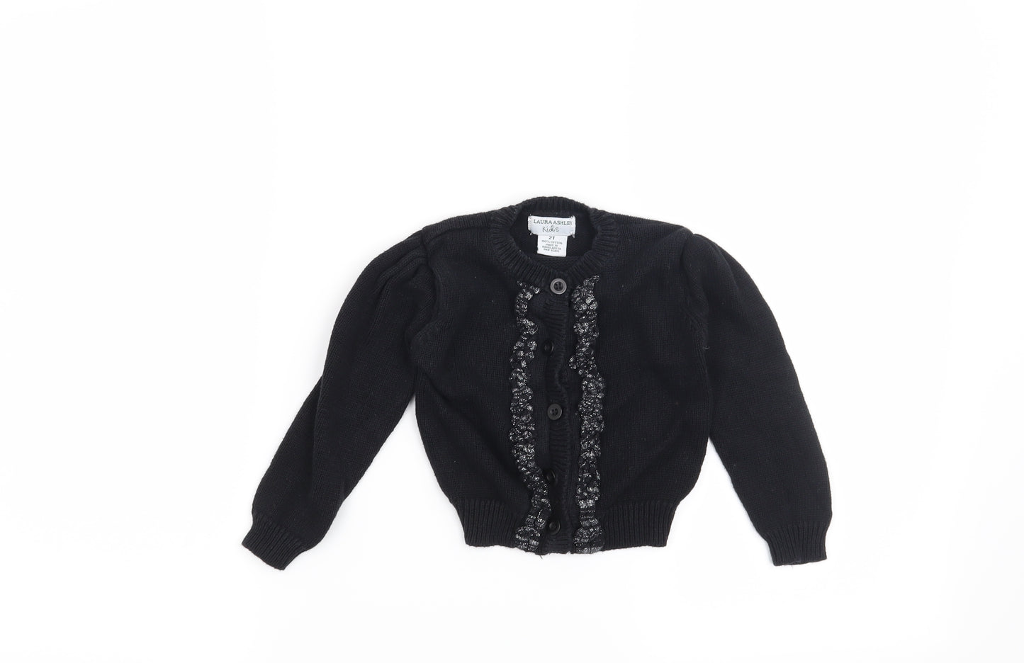 Laura Ashley Girls Black   Cardigan Jumper Size 2 Years