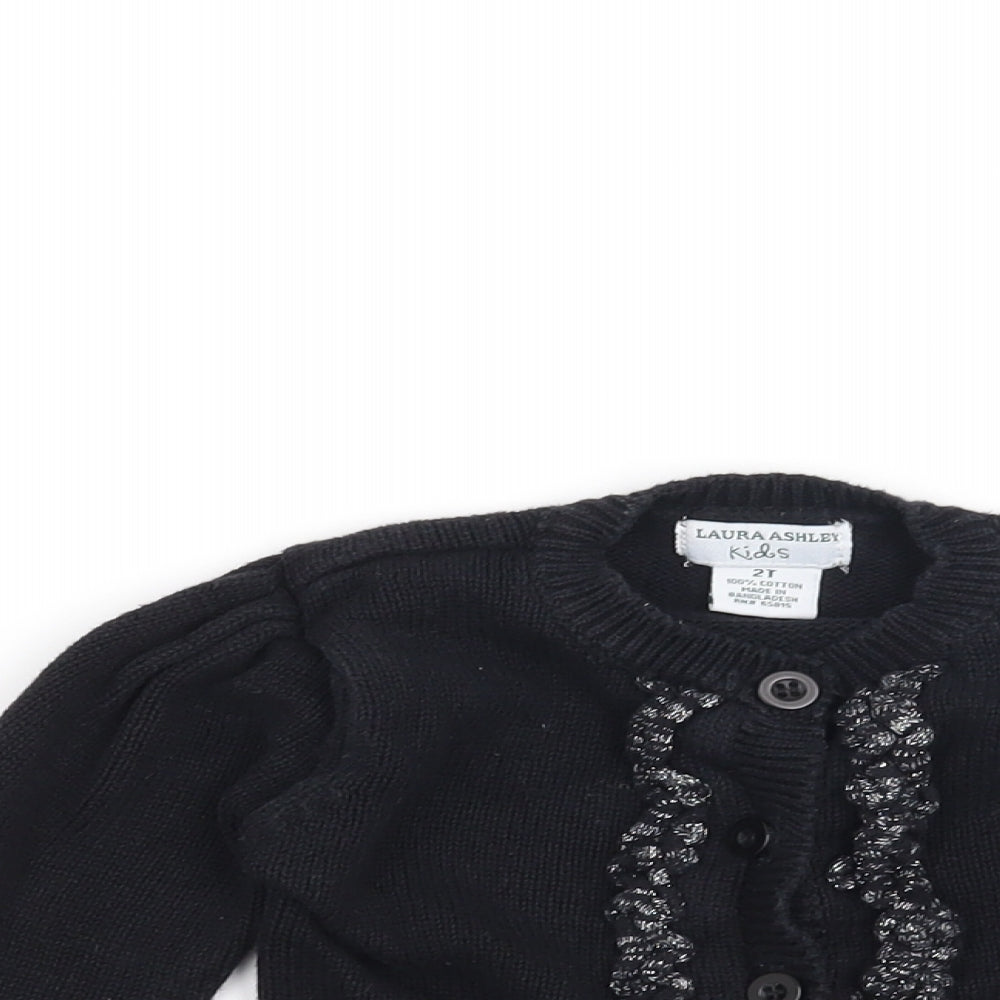 Laura Ashley Girls Black   Cardigan Jumper Size 2 Years