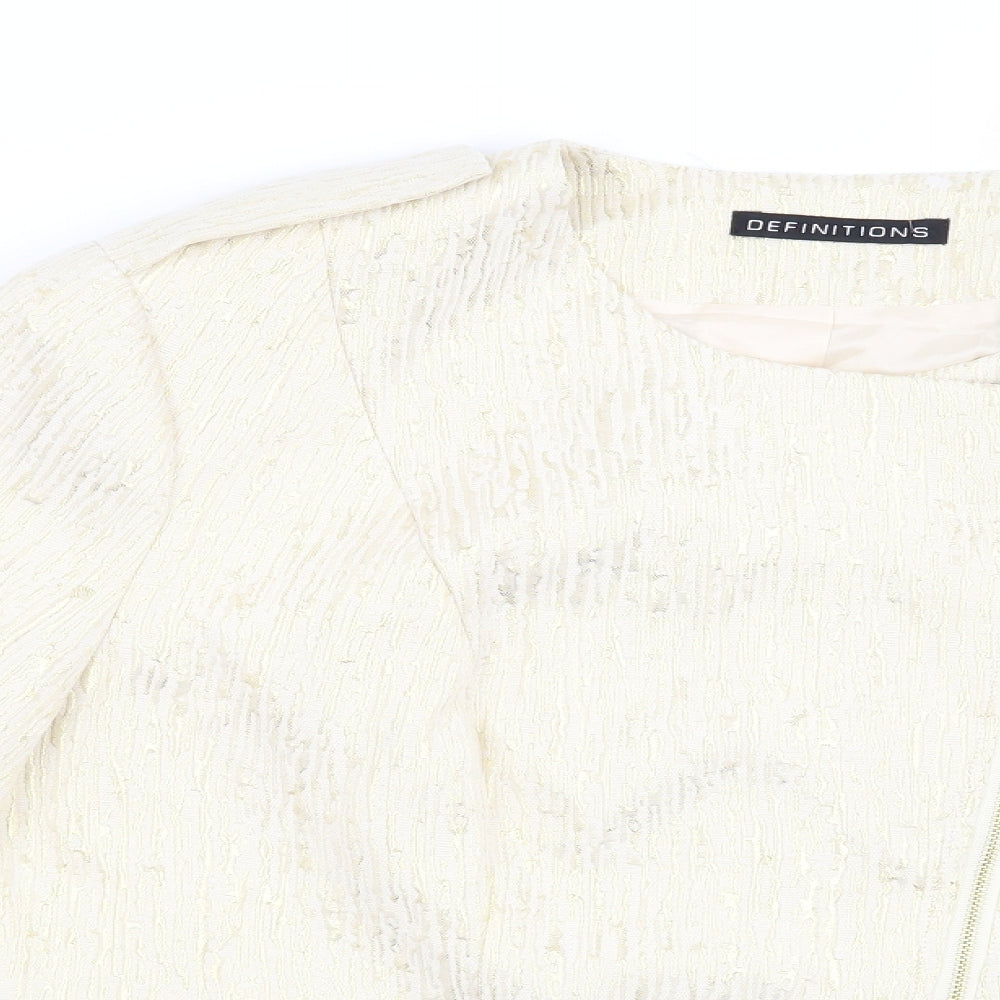Definitions Womens Beige Geometric  Jacket Blazer Size 16