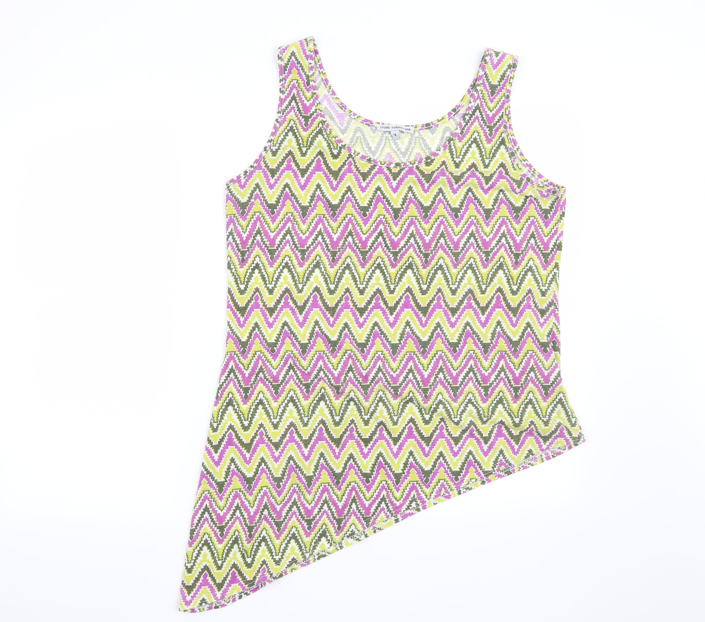 Store Twenty One Womens Purple Geometric  Basic T-Shirt Size 14
