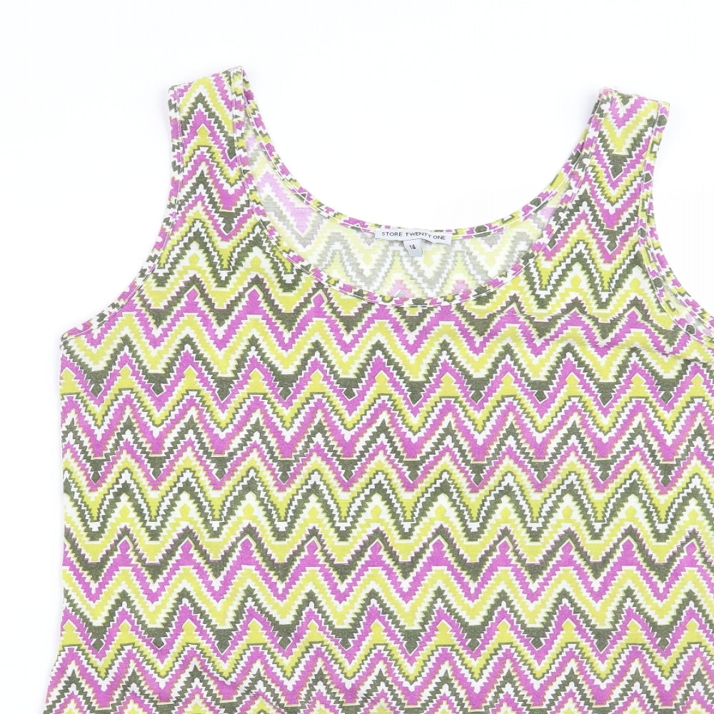 Store Twenty One Womens Purple Geometric  Basic T-Shirt Size 14