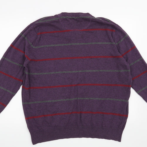Atlantic Bay Mens Purple Striped  Pullover Jumper Size XL