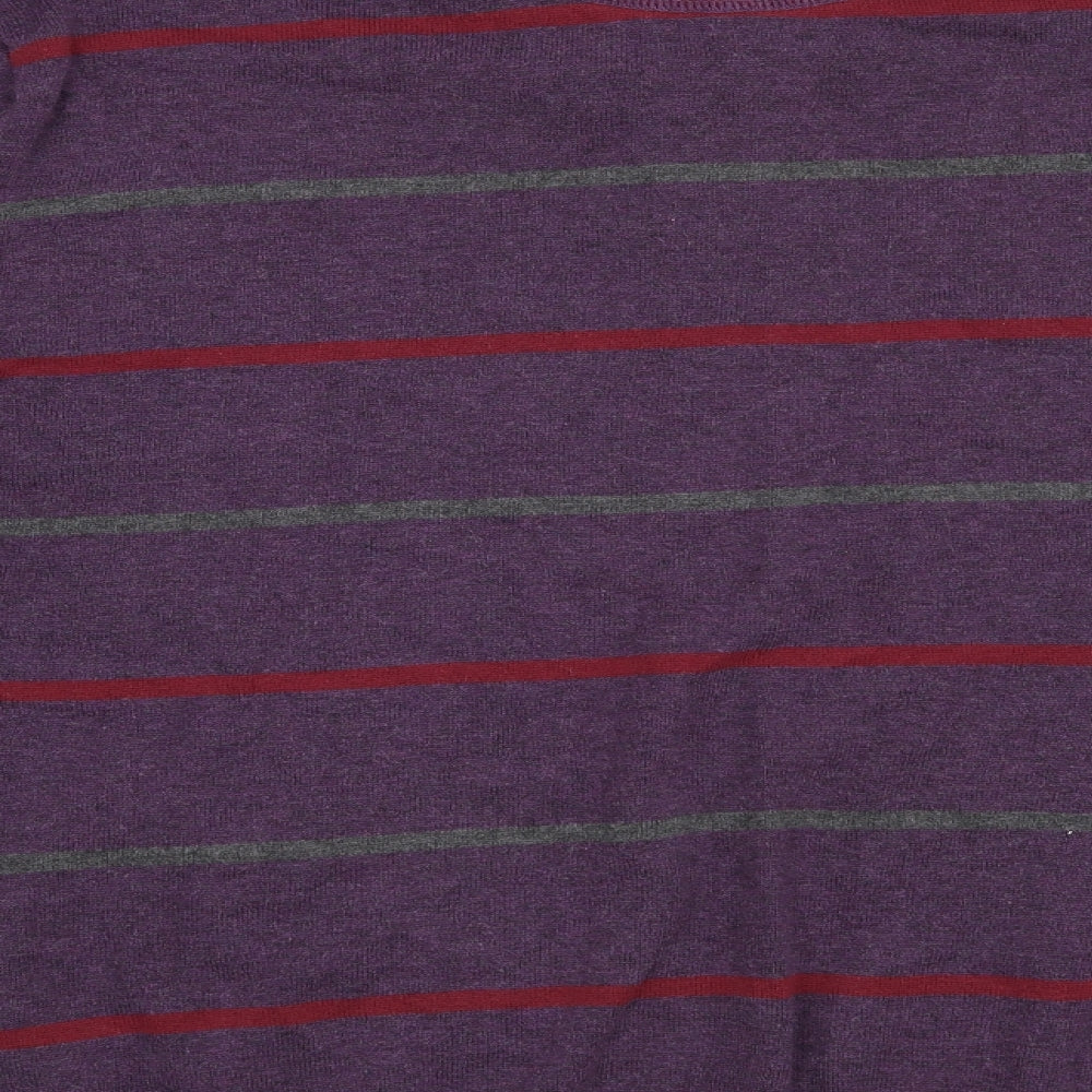 Atlantic Bay Mens Purple Striped  Pullover Jumper Size XL