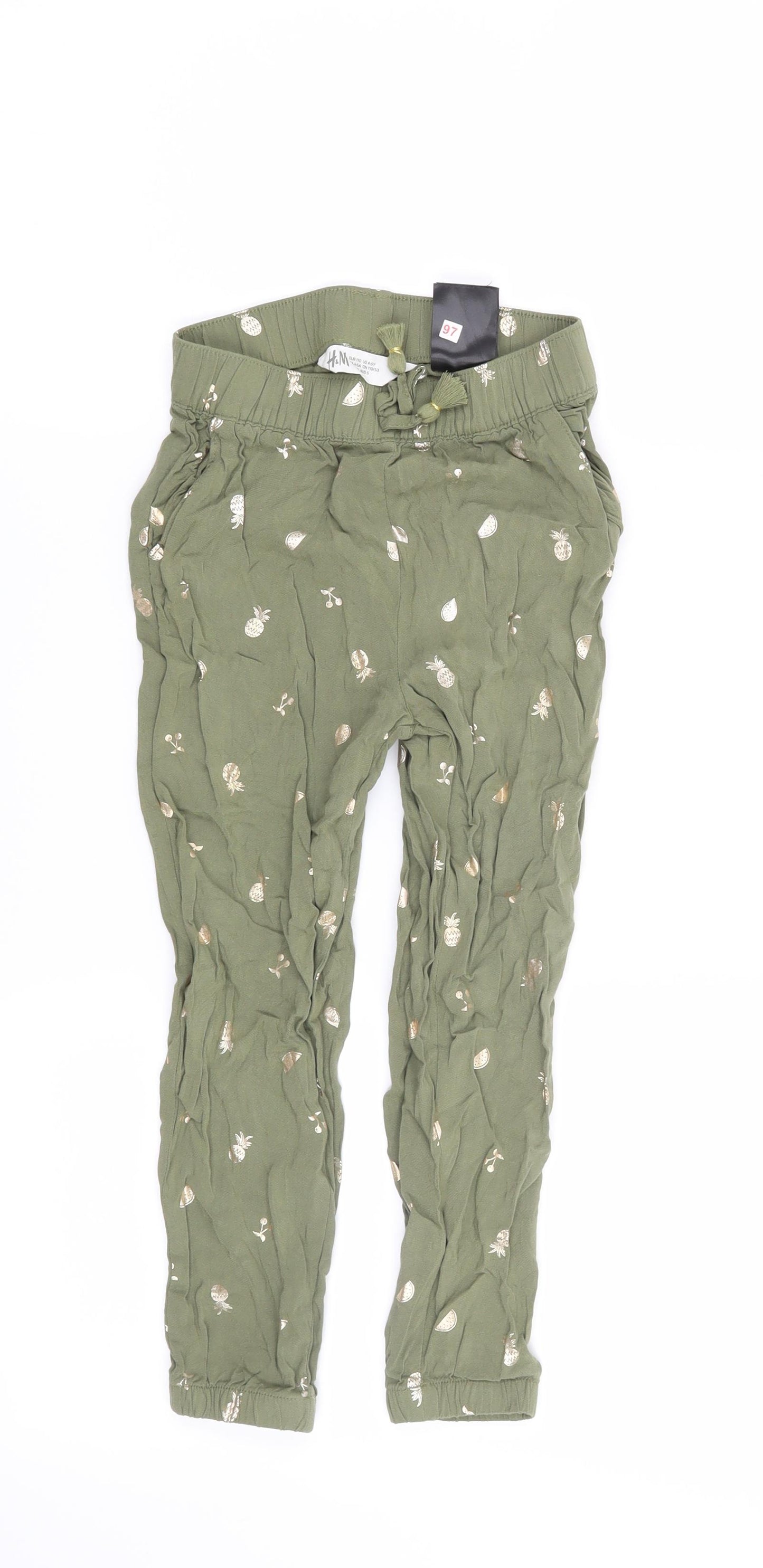 H&M Girls Green   Capri Trousers Size 5 Years - Pineapple