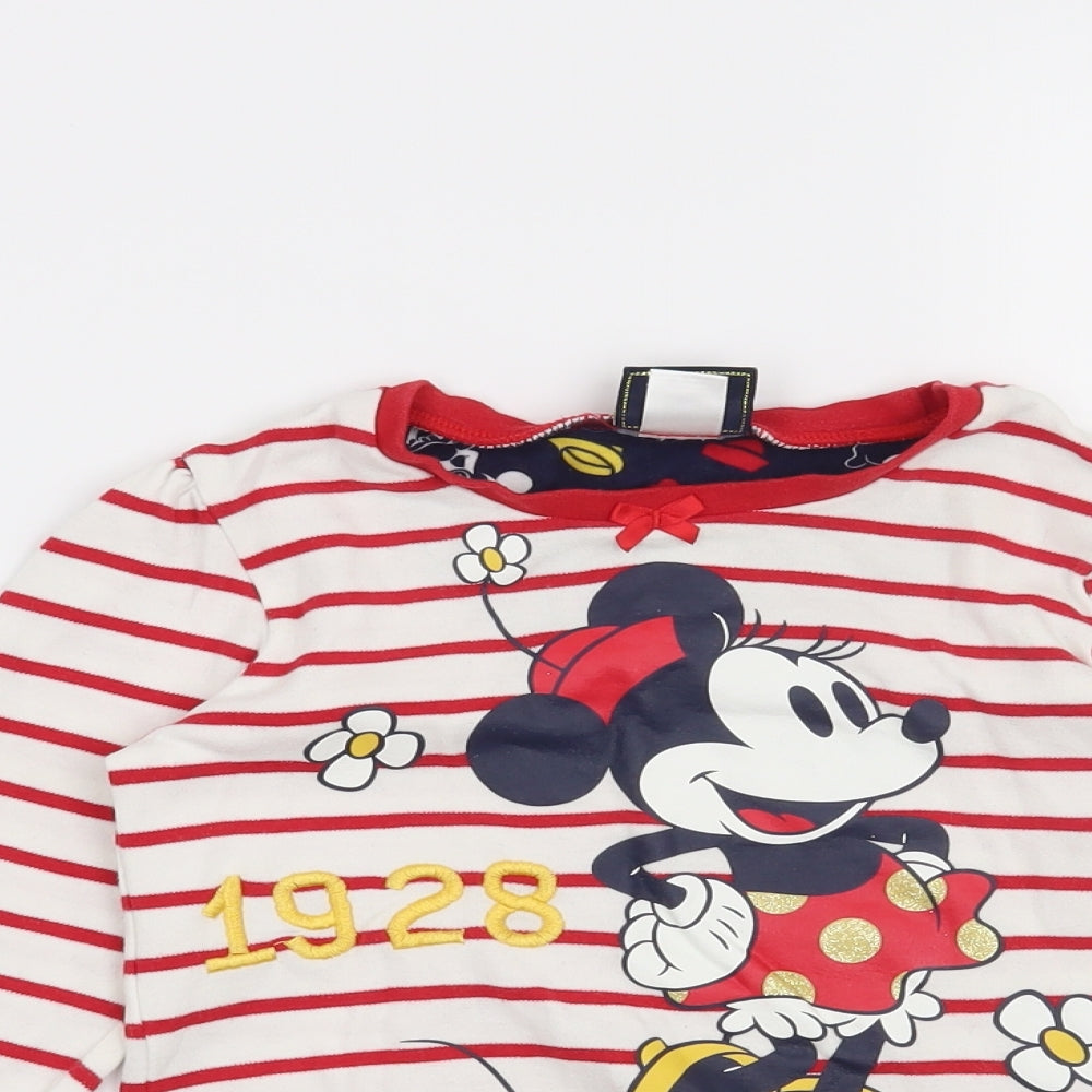 Mini Club Girls White Striped  Basic T-Shirt Size 4-5 Years  - Disney Minnie Mouse