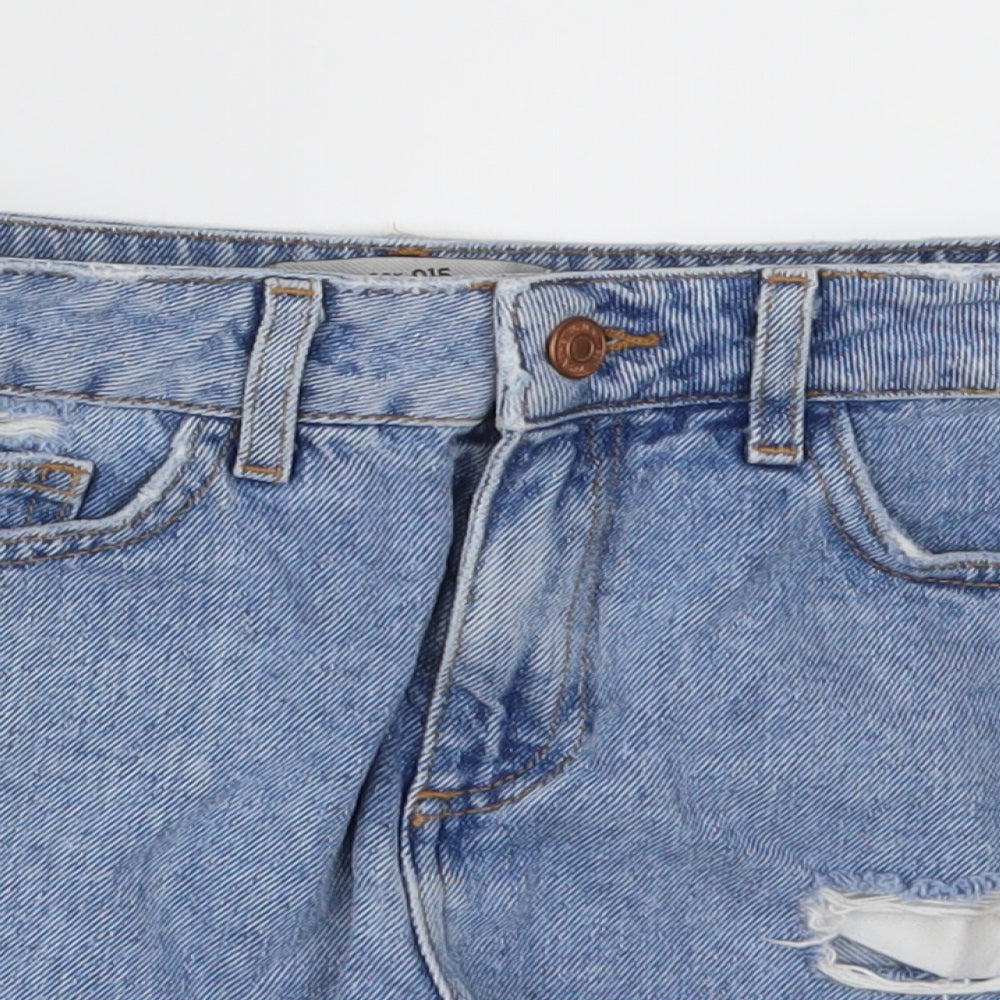 New Look Girls Blue  Denim Cut-Off Shorts Size 11 Years - Distressed