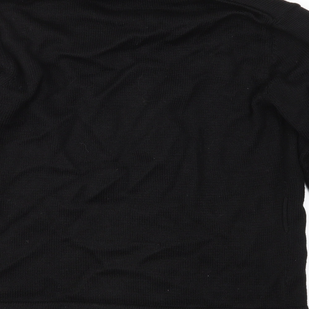 Rough Justice Mens Black  Knit Cardigan Jumper Size L