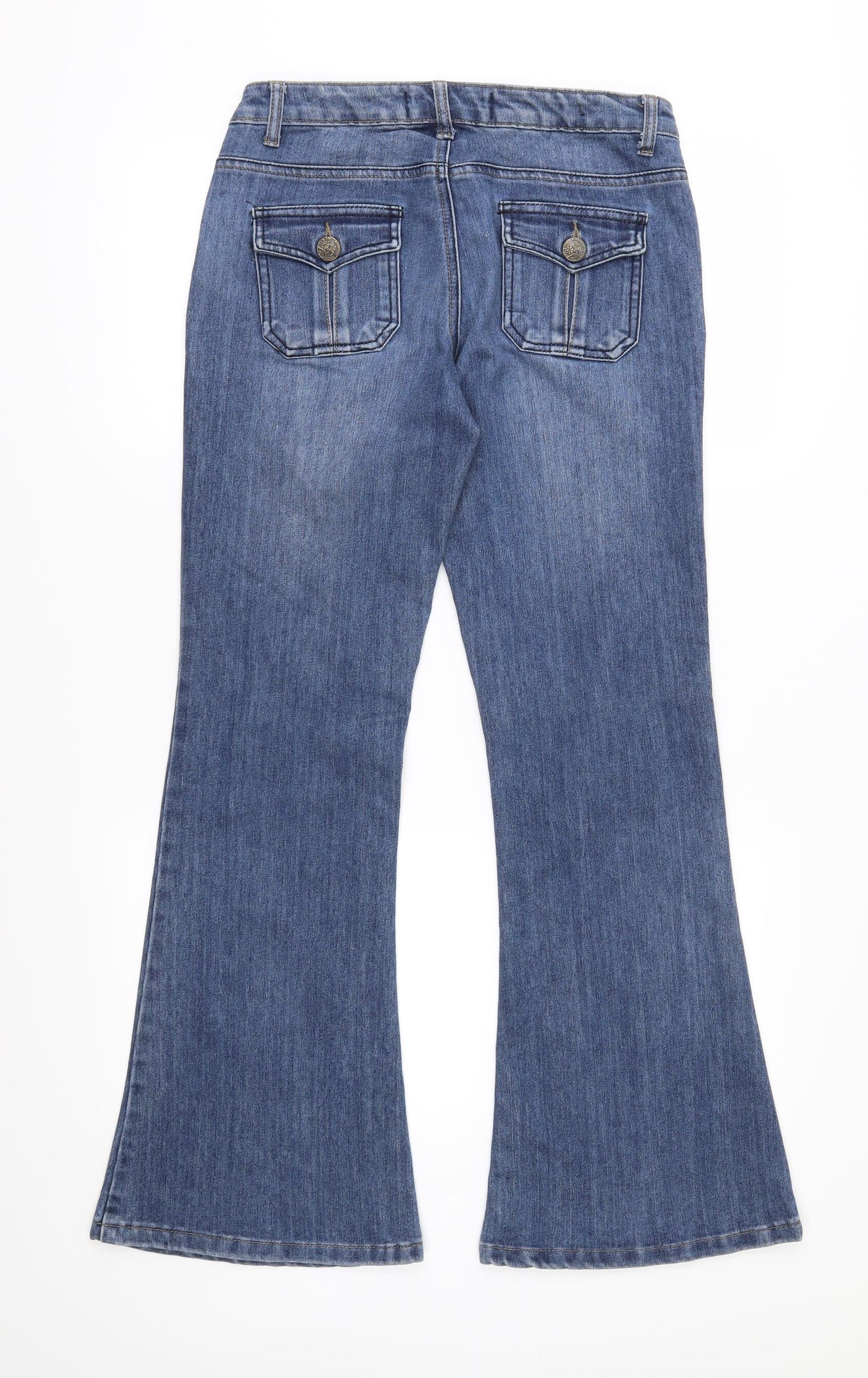 Denim 24/7 Womens Blue  Denim Flared Jeans Size 8 L30 in