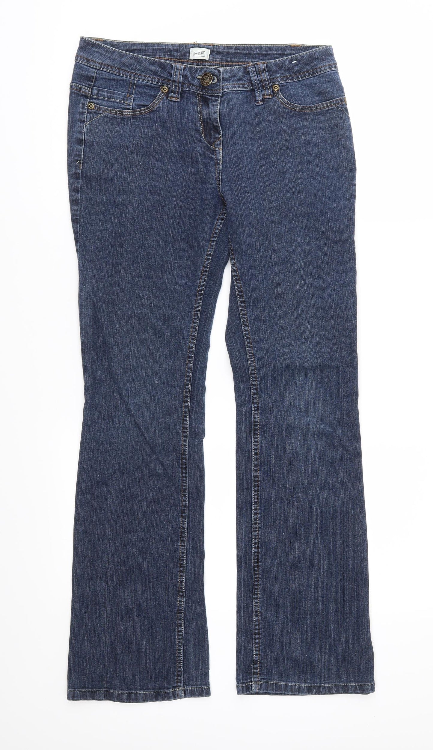 F&F Womens Blue  Denim Straight Jeans Size 8 L30 in