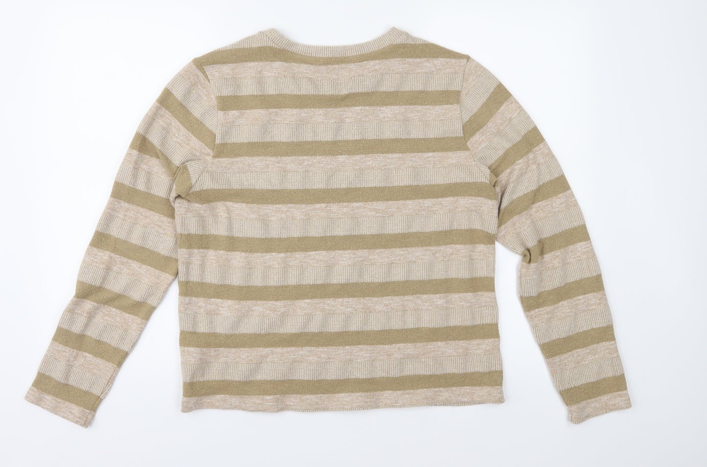 Marks and Spencer Womens Brown Striped Knit Pullover Jumper Size 18