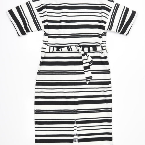 Warehouse Womens Black Striped  Pencil Dress  Size 10