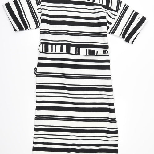 Warehouse Womens Black Striped  Pencil Dress  Size 10