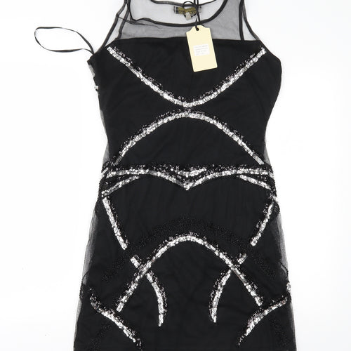 Parisian Collection Womens Black Geometric Mesh Sheath  Size S  - Hand crafted with Love