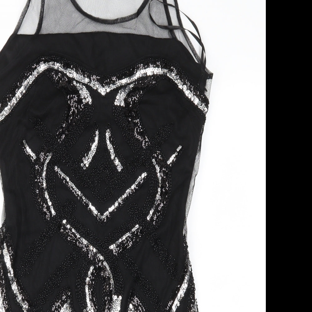 Parisian Collection Womens Black Geometric Mesh Sheath  Size S  - Hand crafted with Love