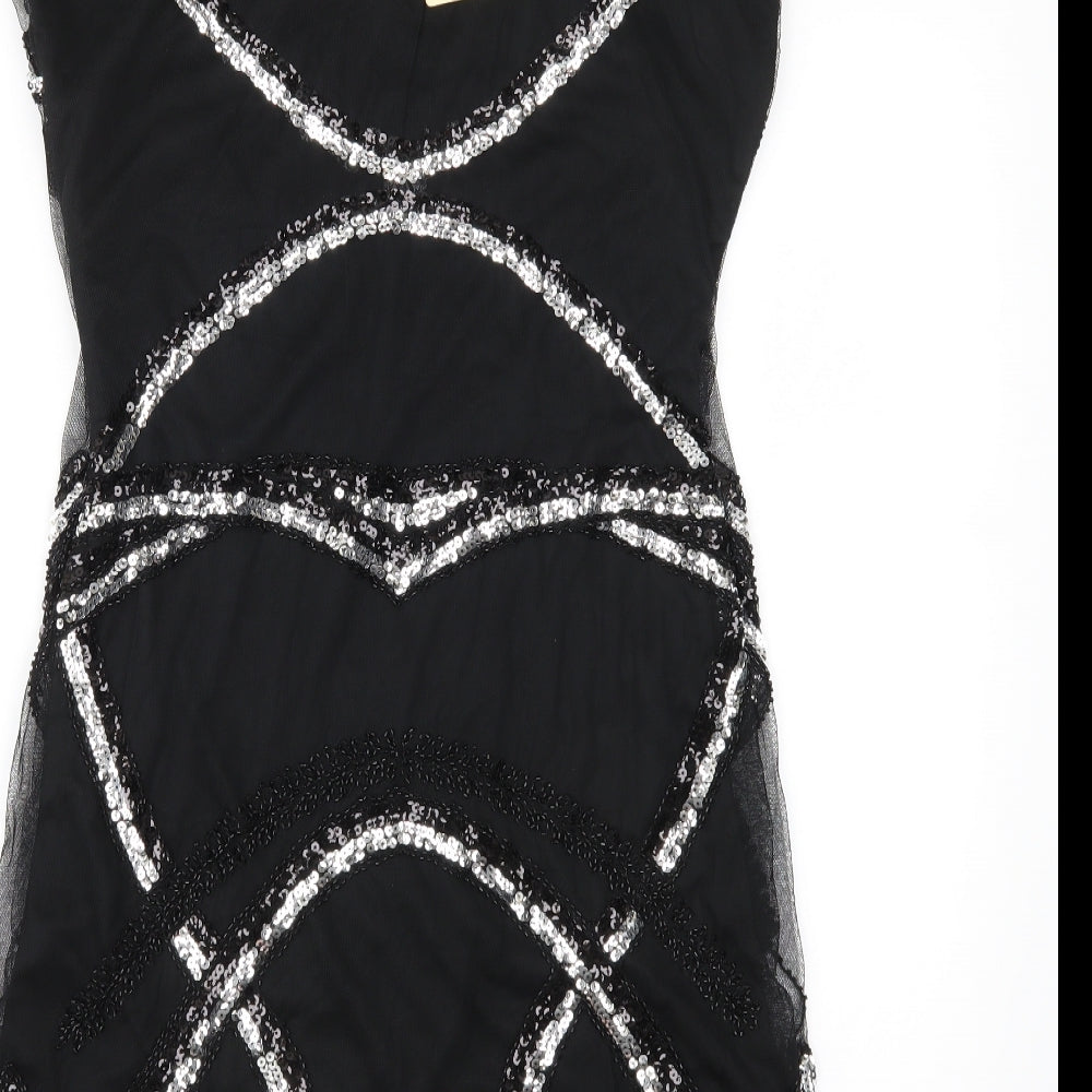 Parisian Collection Womens Black Geometric Mesh Sheath  Size S  - Hand crafted with Love