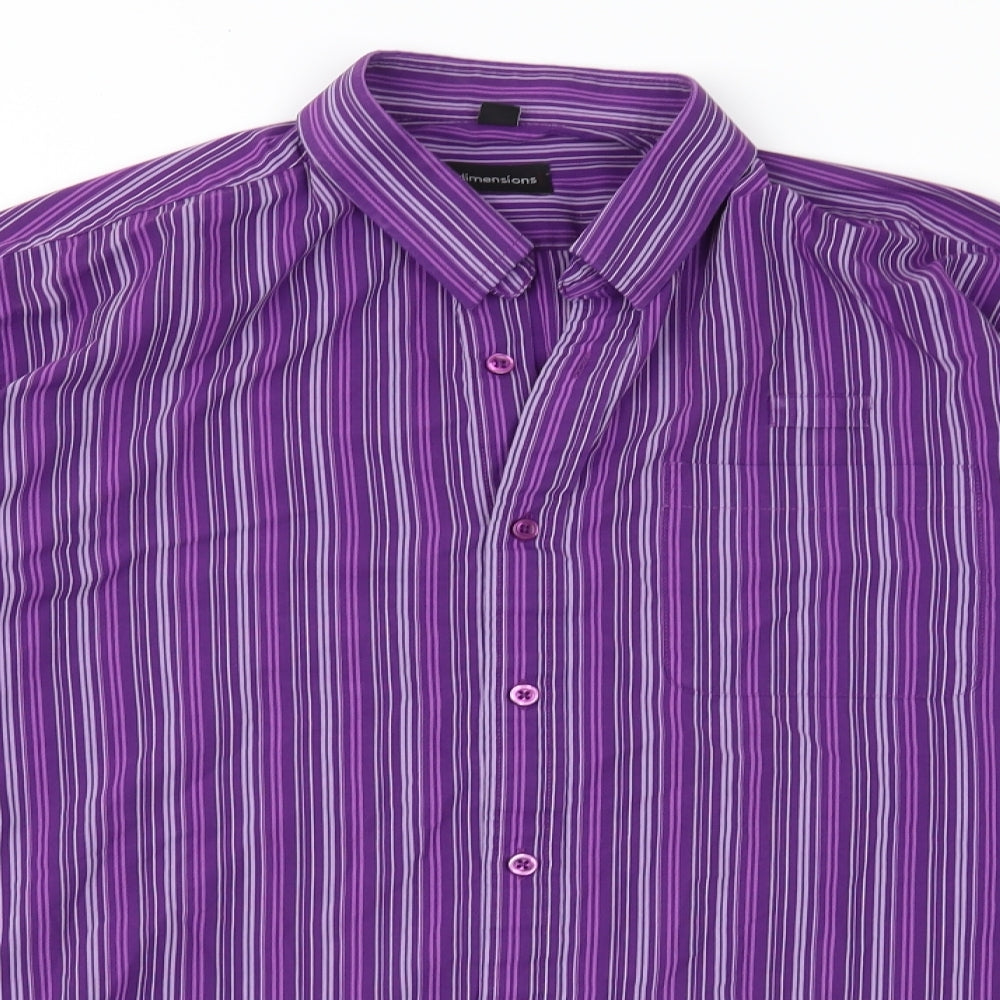 Dimensions Mens Purple Striped   Button-Up Size 16