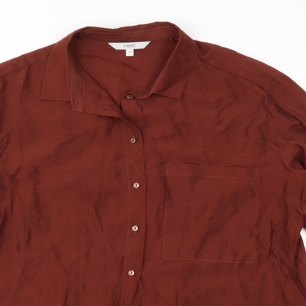 NEXT Womens Brown   Basic Button-Up Size 14