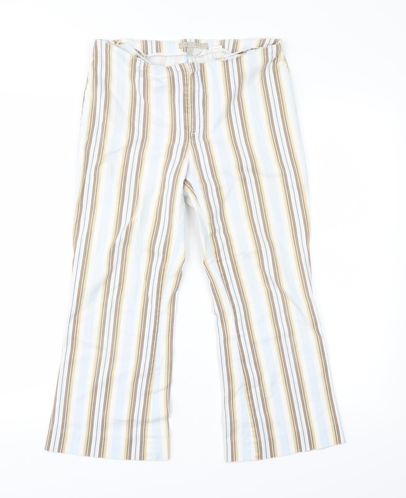 Zara Womens Blue Striped  Cropped Trousers Size 8 L21 in