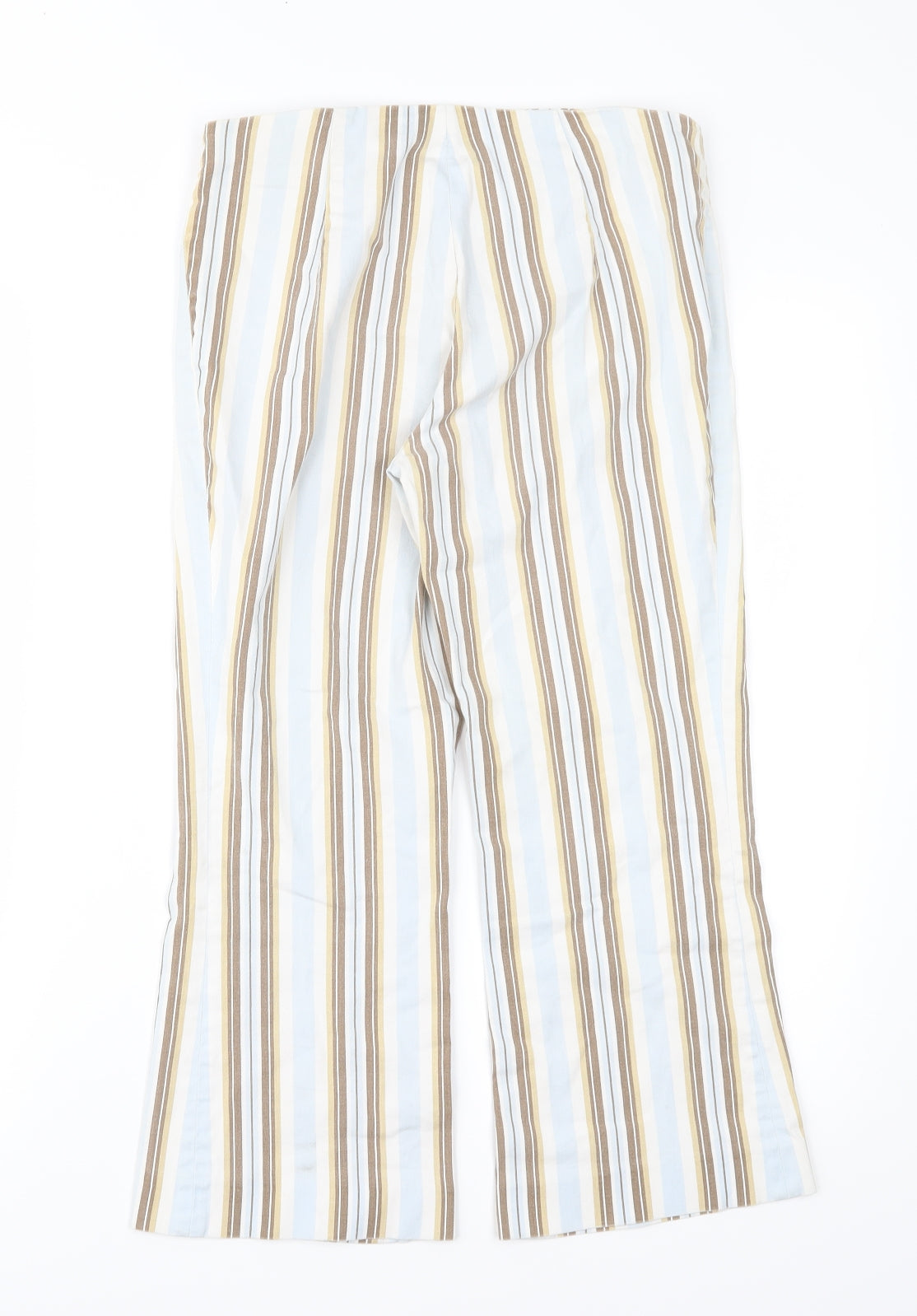 Zara Womens Blue Striped  Cropped Trousers Size 8 L21 in