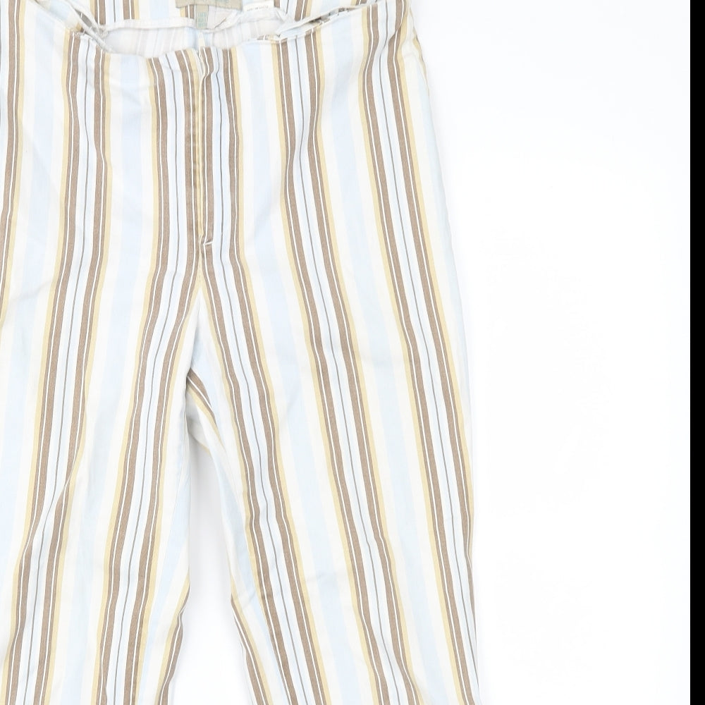 Zara Womens Blue Striped  Cropped Trousers Size 8 L21 in