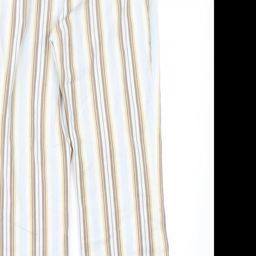 Zara Womens Blue Striped  Cropped Trousers Size 8 L21 in