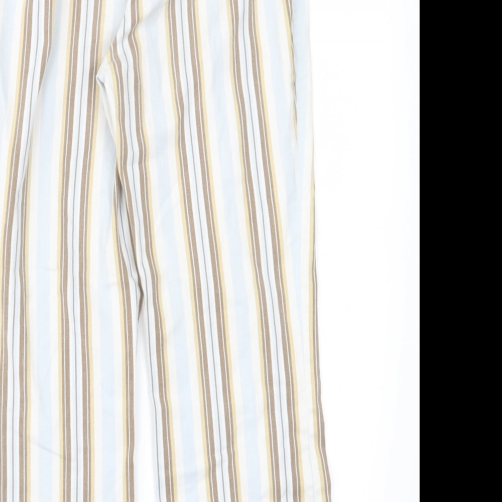 Zara Womens Blue Striped  Cropped Trousers Size 8 L21 in