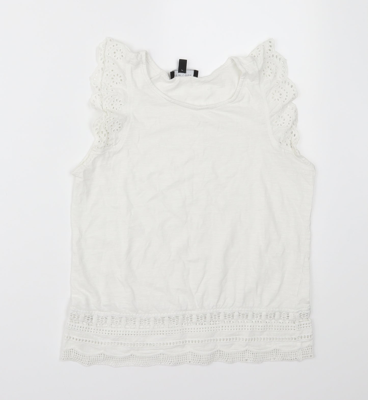 New Look Womens White  Jersey Basic Blouse Size 8