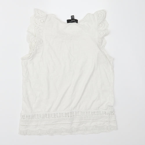 New Look Womens White  Jersey Basic Blouse Size 8