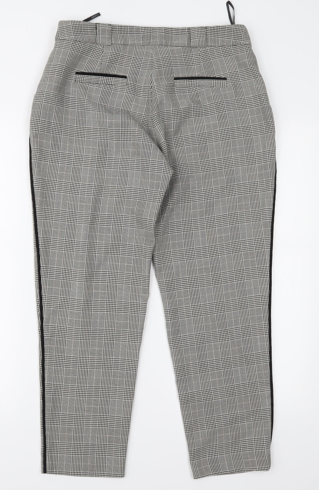 Dorothy Perkins Womens Black Check  Trousers  Size 12 L25 in