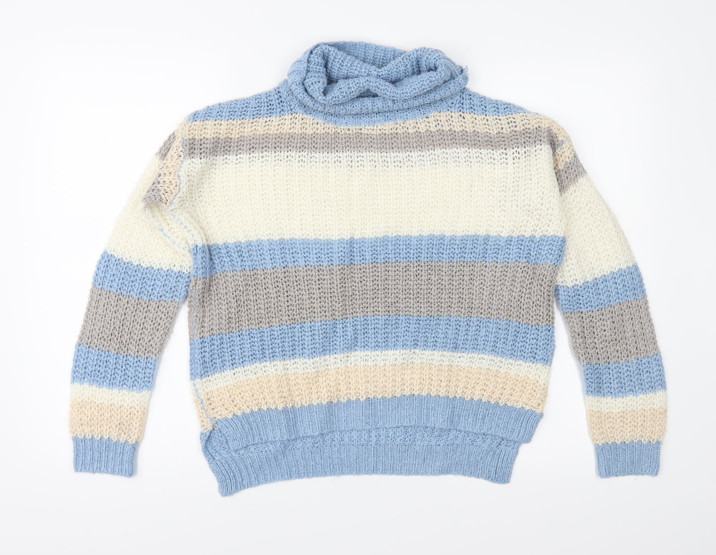 Select Womens Blue Striped Knit Pullover Jumper Size 8