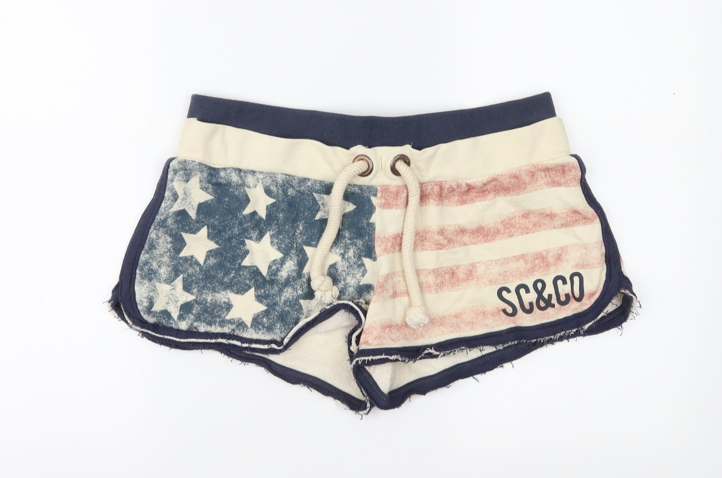 SoulCal&Co Womens Beige Striped Jersey Sweat Shorts Size 14