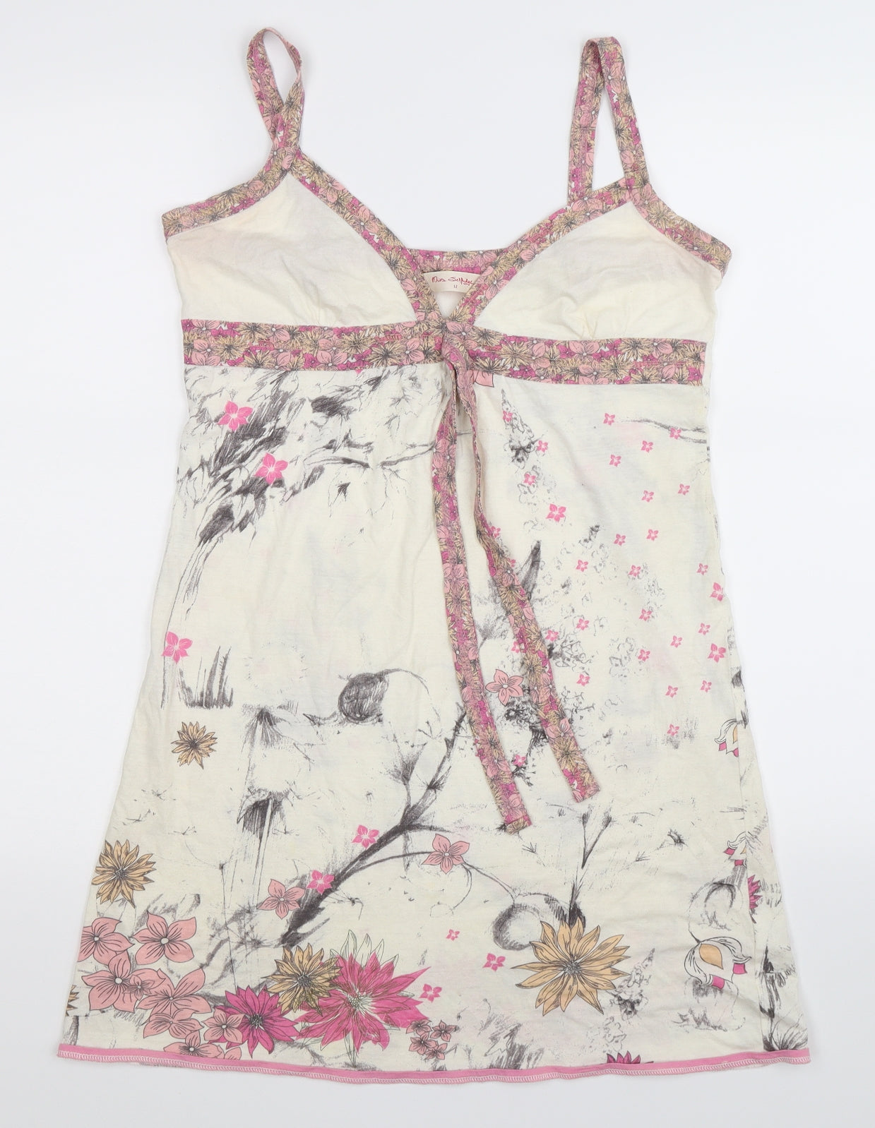 Miss Selfridge Womens White Floral  Tank Dress  Size 12