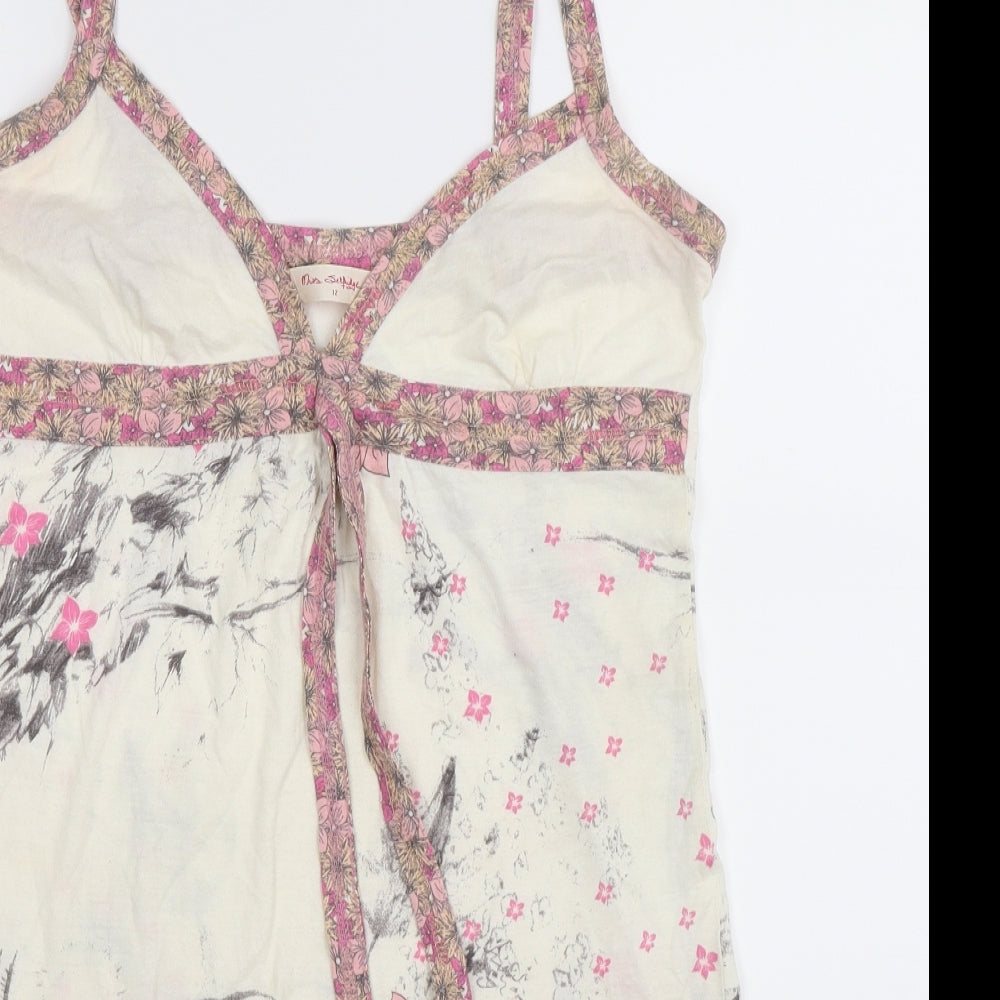 Miss Selfridge Womens White Floral  Tank Dress  Size 12