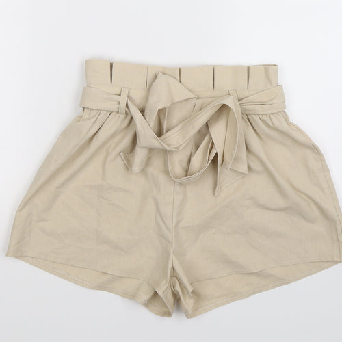 PRETTYLITTLETHING Womens Beige   Hot Pants Shorts Size 4