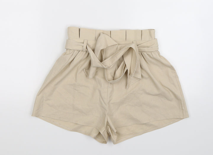 PRETTYLITTLETHING Womens Beige   Hot Pants Shorts Size 4