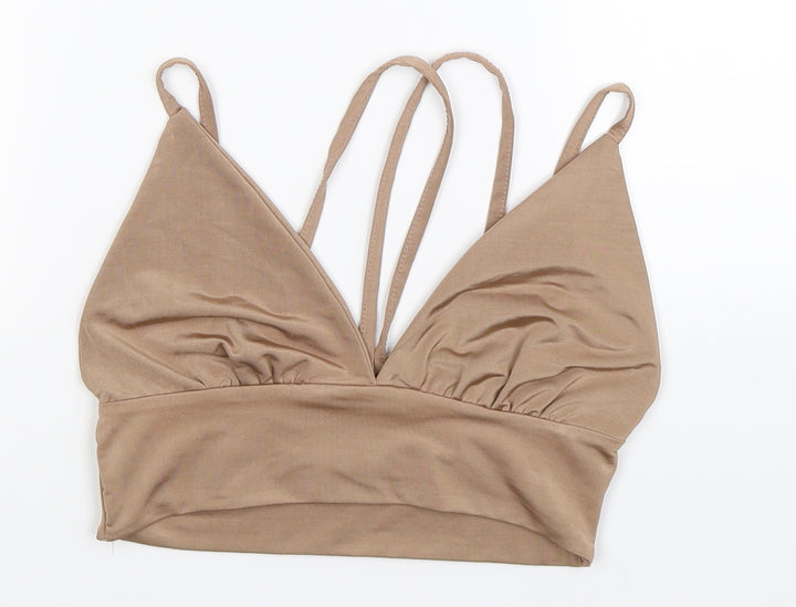 Boohoo Womens Beige Cropped Tank Size 4
