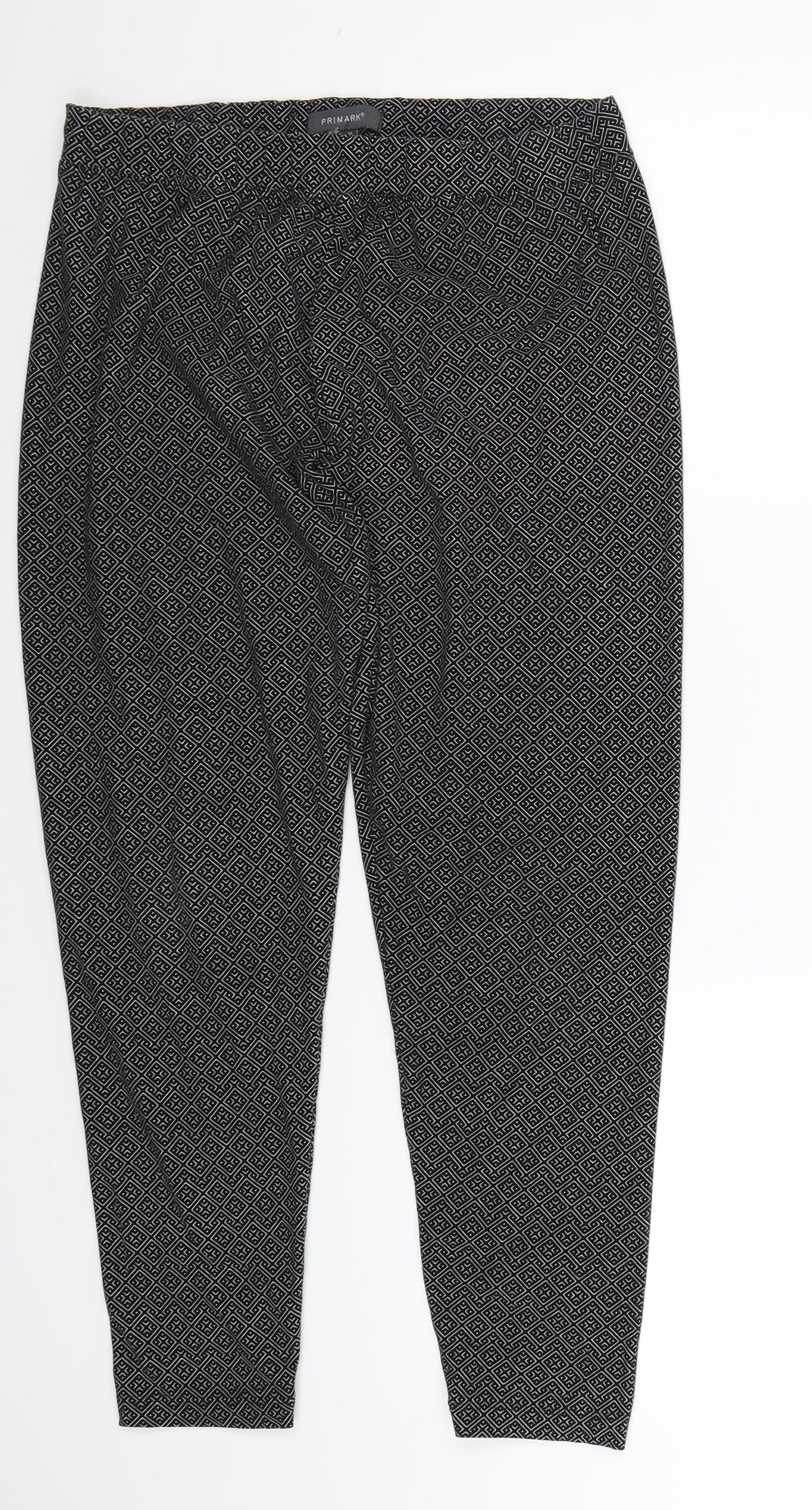Primark Womens Grey Geometric  Capri Leggings Size 16 L25 in